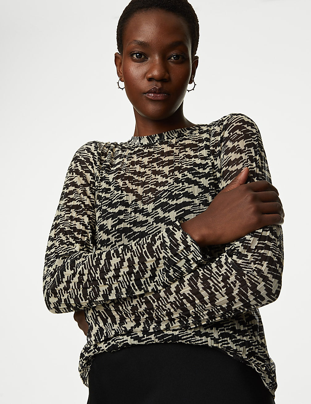 Mesh Jersey Printed Top