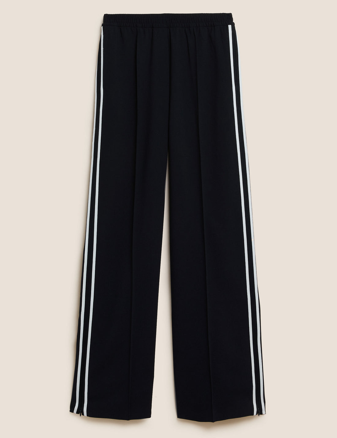 Side Stripe Wide Leg Trousers Black