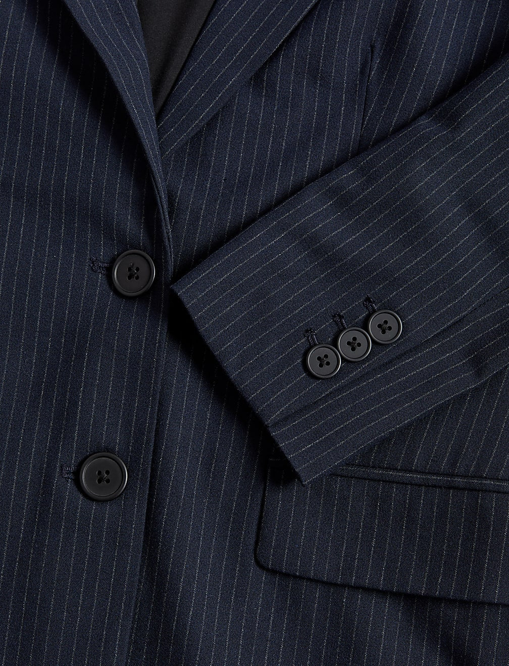 Relaxed Pinstripe Single Breasted Blazer Navy