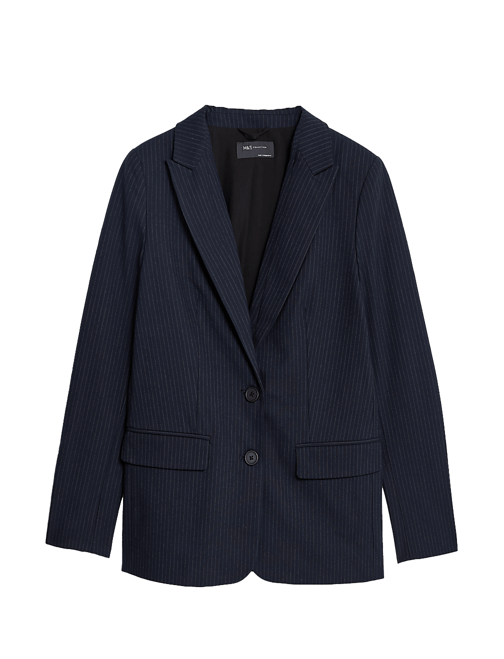 Relaxed Pinstripe Single Breasted Blazer Navy
