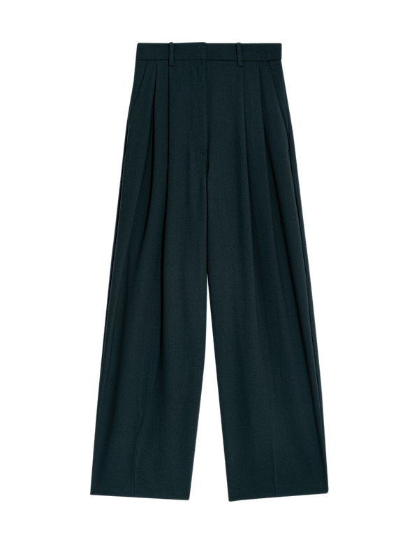 Pleat Front Wide Leg Trousers