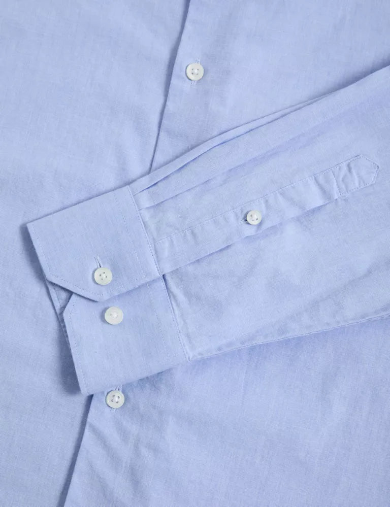 Regular Fit Pure Cotton Textured Shirt Blue