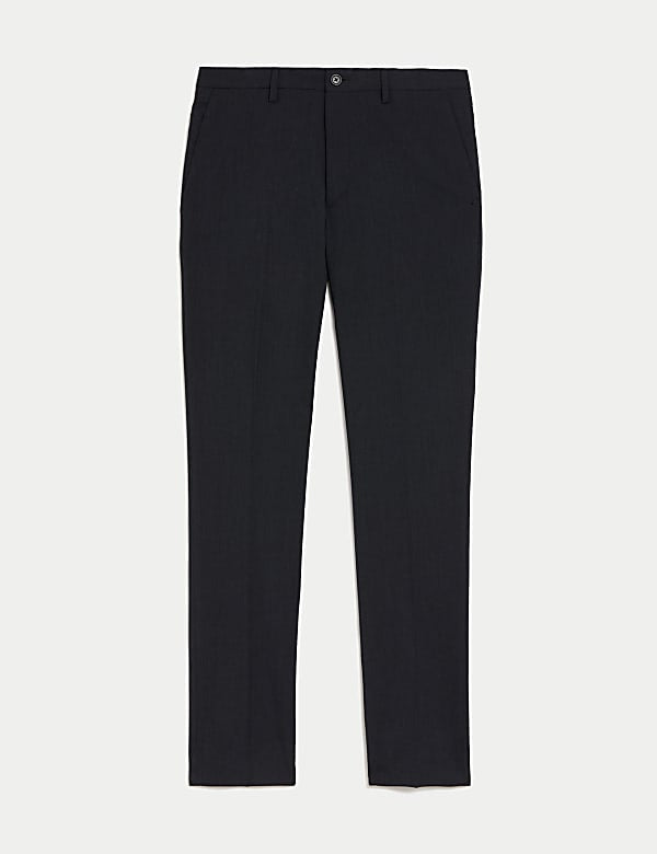 M&S Slim Fit Flat Stretch Trousers - Navy