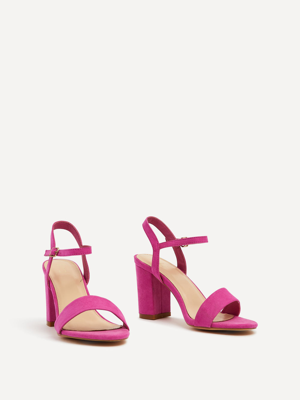 Faux Suede Open Back Barely There Block Heeled Sandal