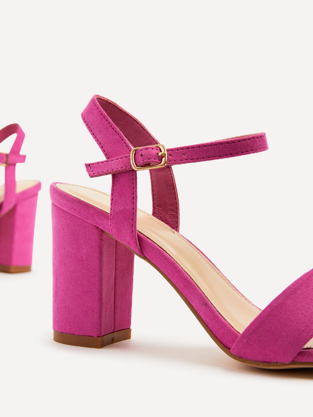 Faux Suede Open Back Barely There Block Heeled Sandal