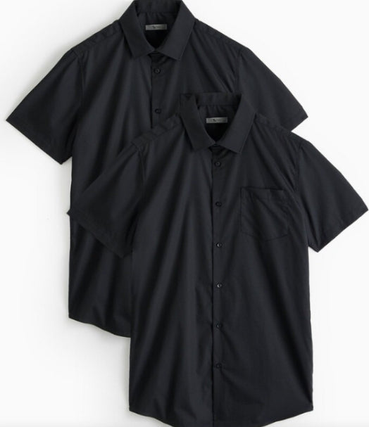 2 Regular Fit Short Sleeve Shirts - Black