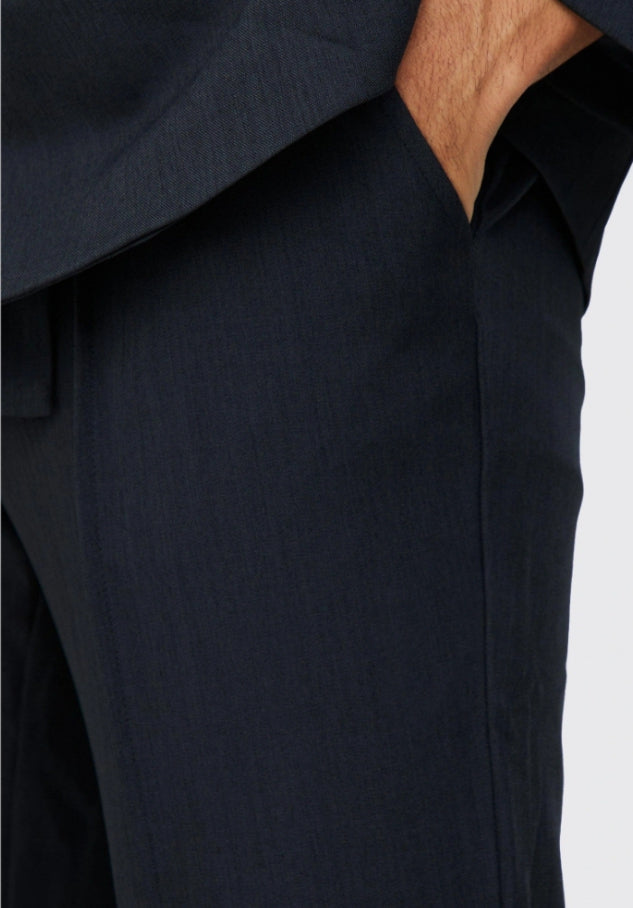 Slim Fixed Waist Tailored Trouser - Navy