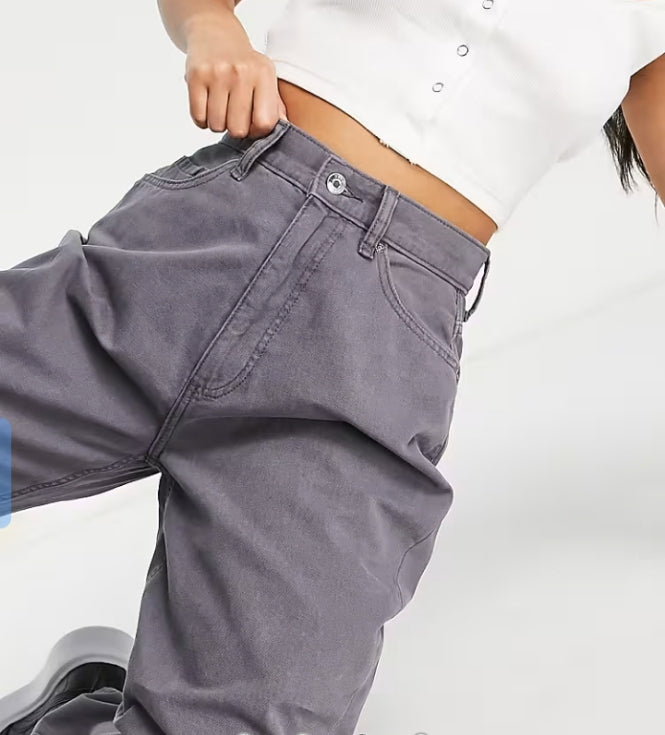 Hourglass Wide Leg Dad Trouser in Grey