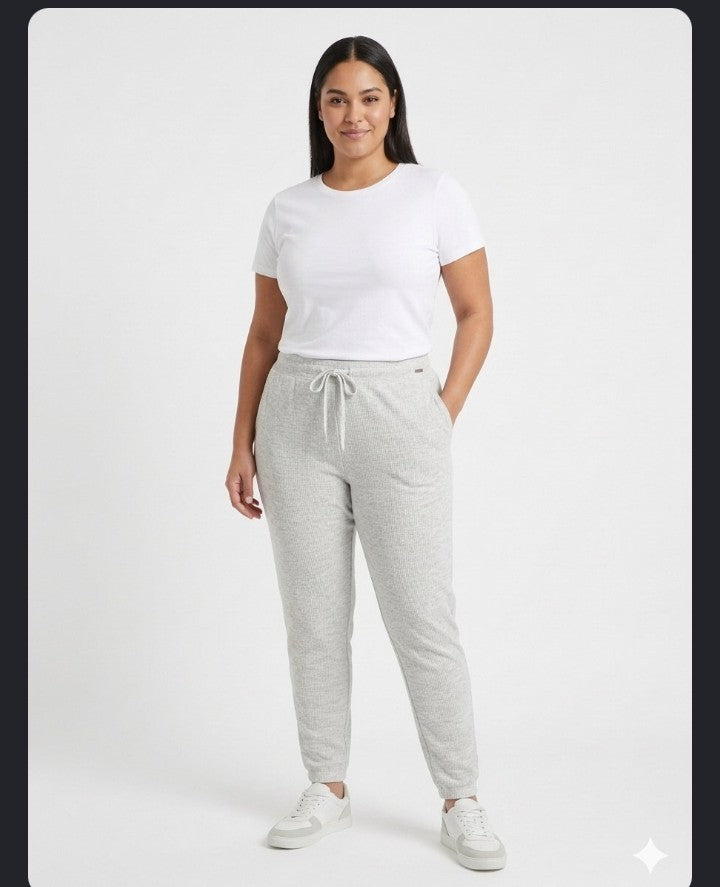 Light Grey Ribbed Joggers