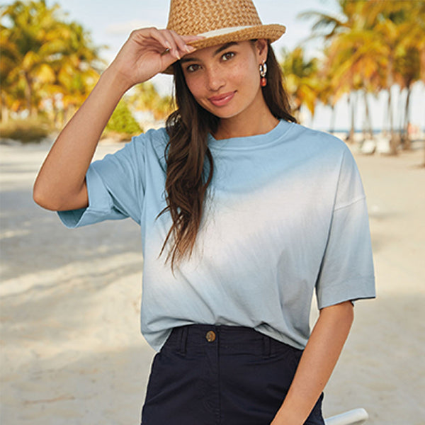 Blue Tie Dye Crop Boxy Short Sleeve T-Shirt