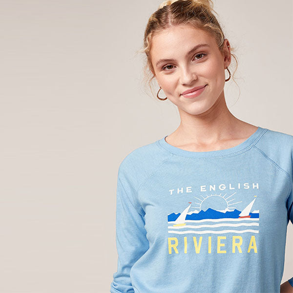Blue Riviera Graphic Raglan Long Sleeve Top