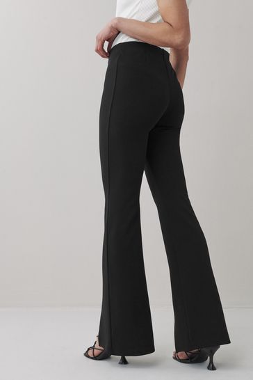 Black Ponte Split Hem Flare