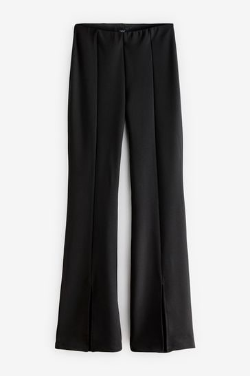Black Ponte Split Hem Flare
