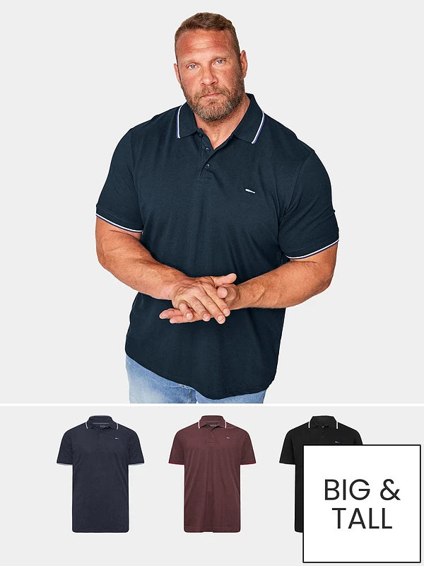 BadRhino 3 Pack Short Sleeve Tipping Polo Shirt - Multi