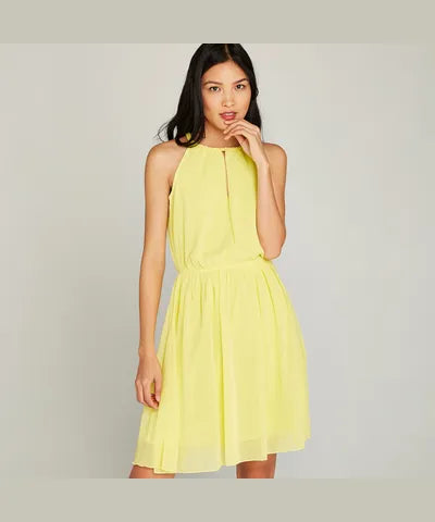 Yellow Grecian Neckline Dress