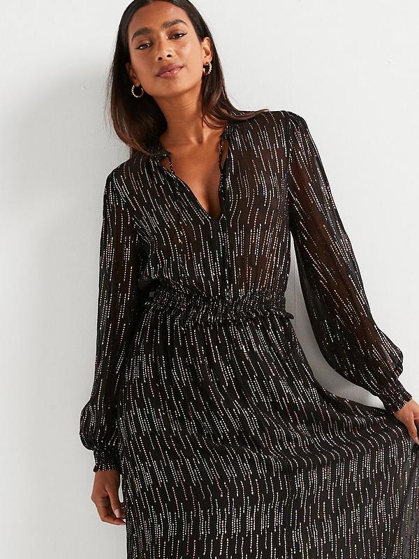 Lurex Midi Dress - Black