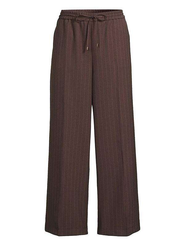 Michelle Keegan Wide Leg Pinstriped Trousers - Brown
