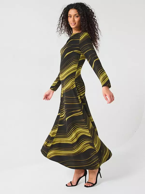 V by Very Drape Abstract Print Midi Dress - Multi