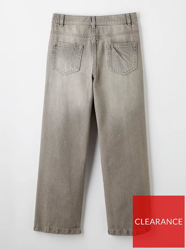 V by Very Girls Wide Leg Jeans - Grey