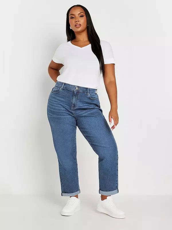 Curve Boyfriend Jeans Mid Blue