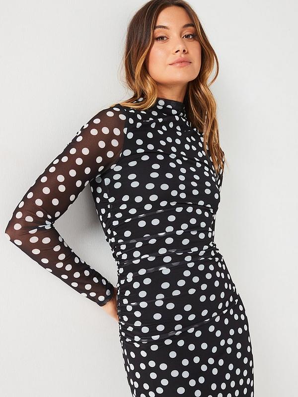 Ruched Tulle Midaxi Dress - Print