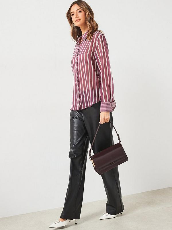 Mango Burgandy Striped Shirt - Red