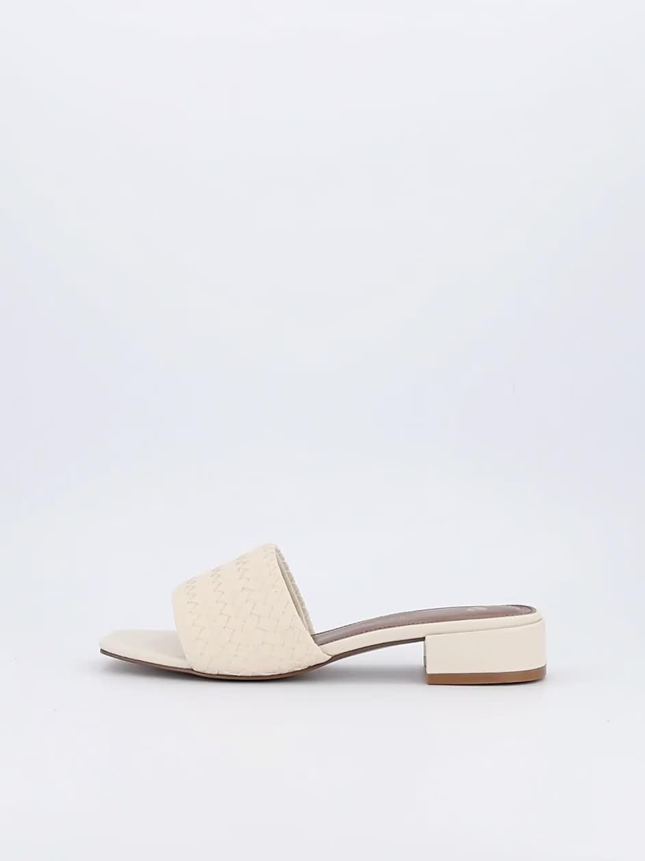 V by Very Weave Low Heel Sliders - Cream