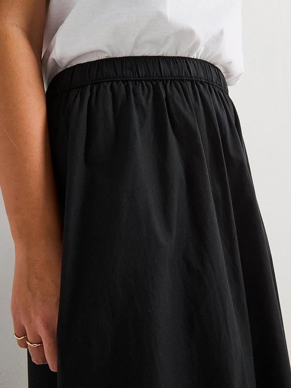 V by Very Curve Cotton Full Midi Skirt - Black
