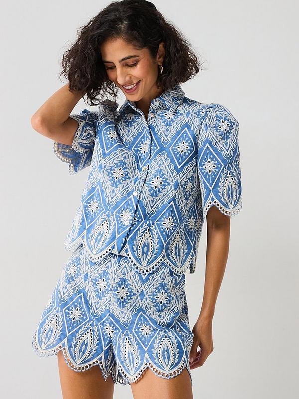 Co-Ord Embroided Blouse & Short Set