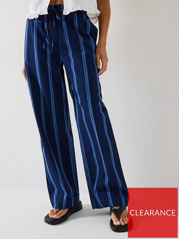 Blue Stripe Wide Leg Trouser
