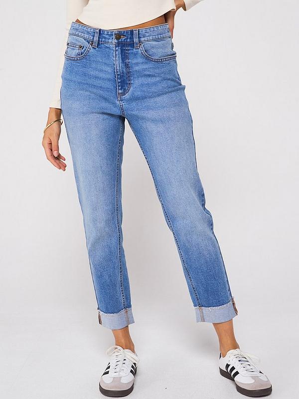 V by Very Girlfriend Straight Jeans - Mid Wash