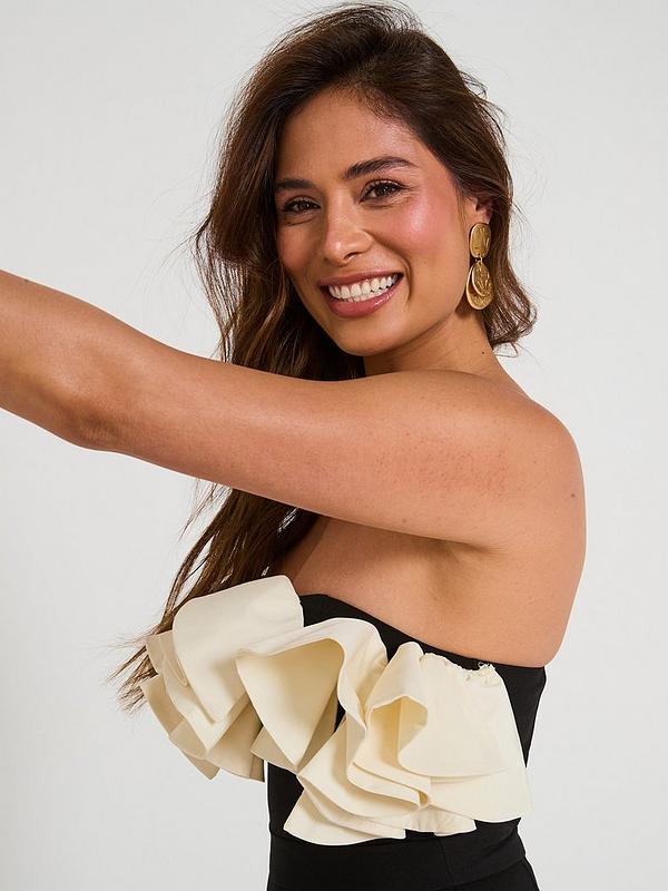 Bandeau Ruffle Mono Jumpsuit - Black