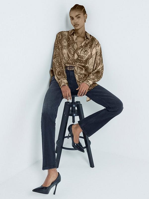 River Island Longline Shirt - Brown