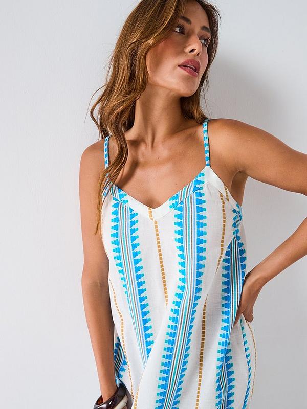V by Very Aztec Maxi Beach Dress - Blue/White