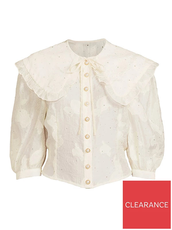 Embellished Peter Pan Collar Applique Tie