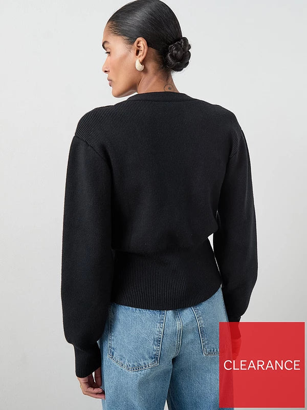 V Neck Cinched Waist Cardigan
