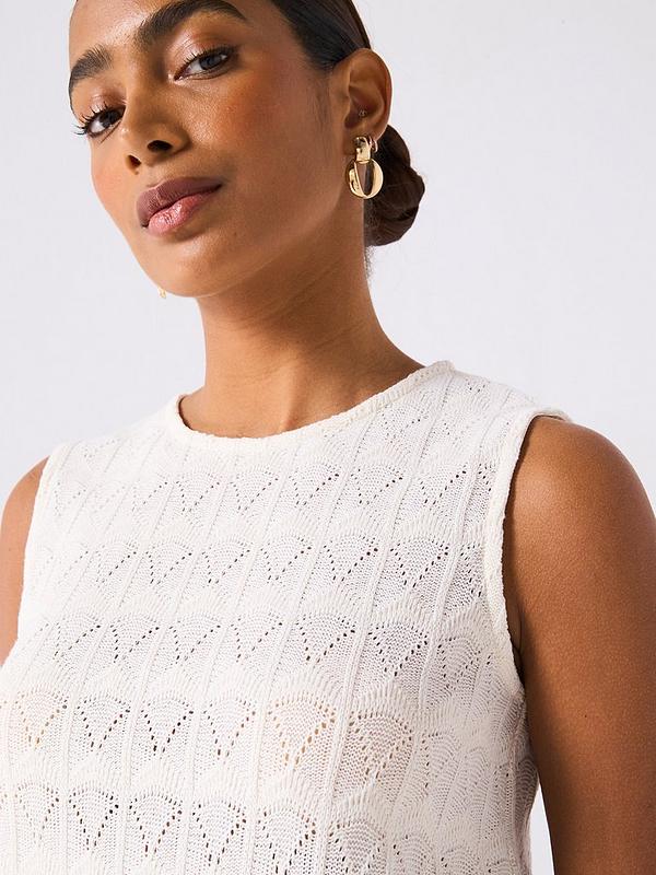 Crochet Knit Vest - Cream