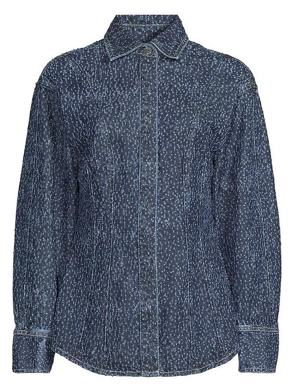 Denim Boucle Sculpted Shirt Dark Wash