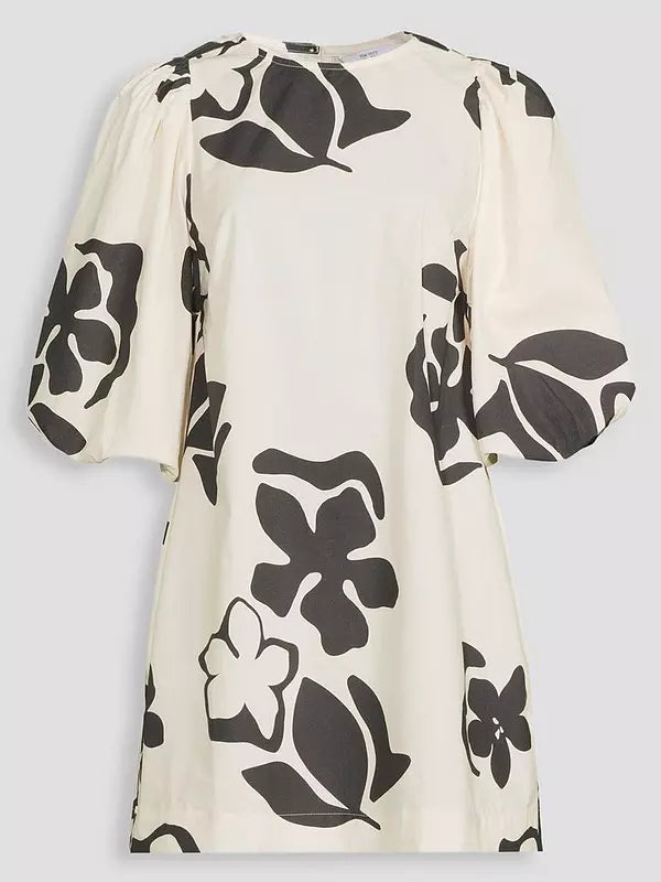 Puff Sleeve Printed Mini Dress