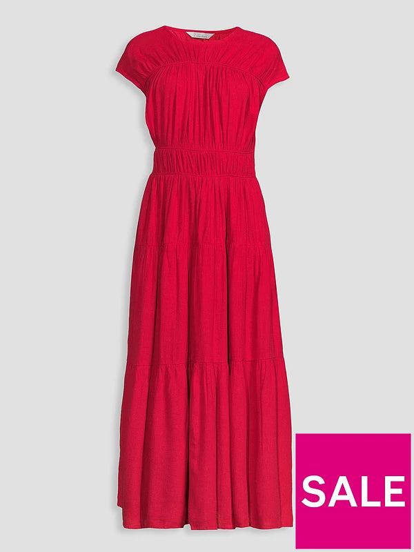 Gathered Detail Cinched Midaxi Dress