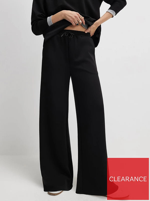 High Waisted Premium Neo Swash Wide Jog Black