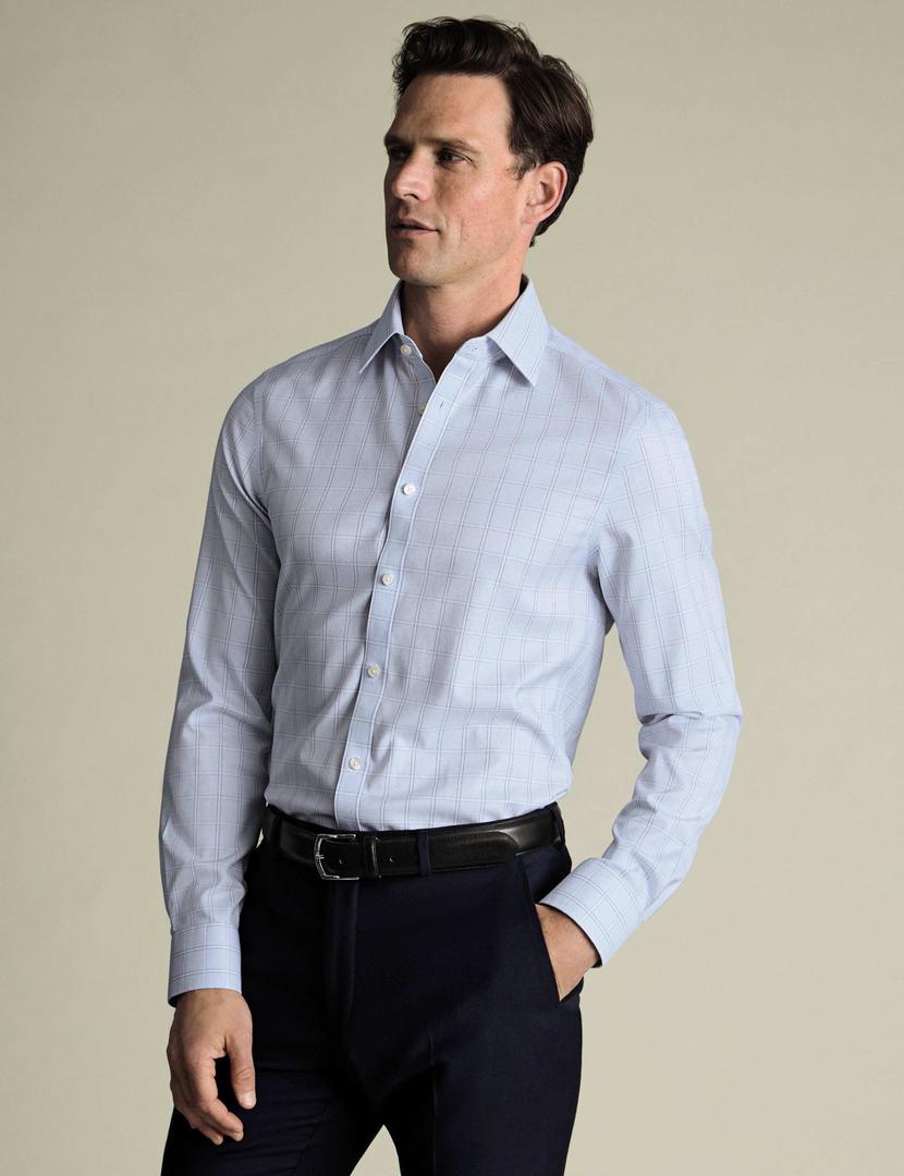 Non-Iron Prince Of Wales Check Slim Fit Shirt