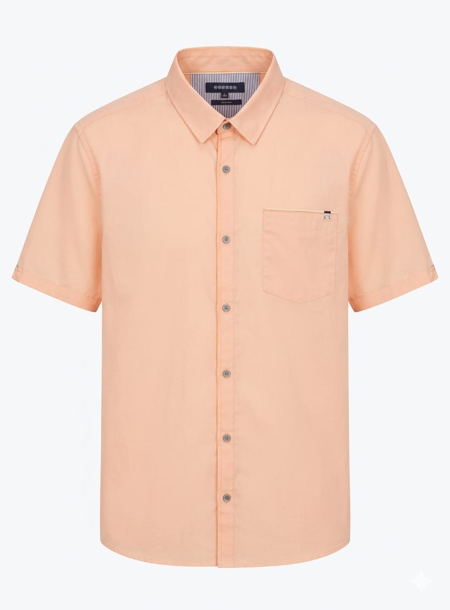 Club York Short-Sleeved Slim Fit Shirt - Peach