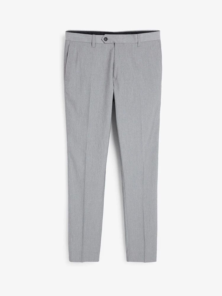 Slim Fit Stretch Smart Trousers - Light Grey