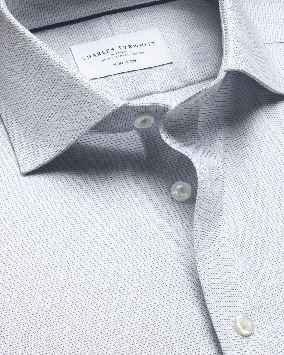 Non-Iron Stretch Greenwich Weave Slim Fit Shirt – Grey