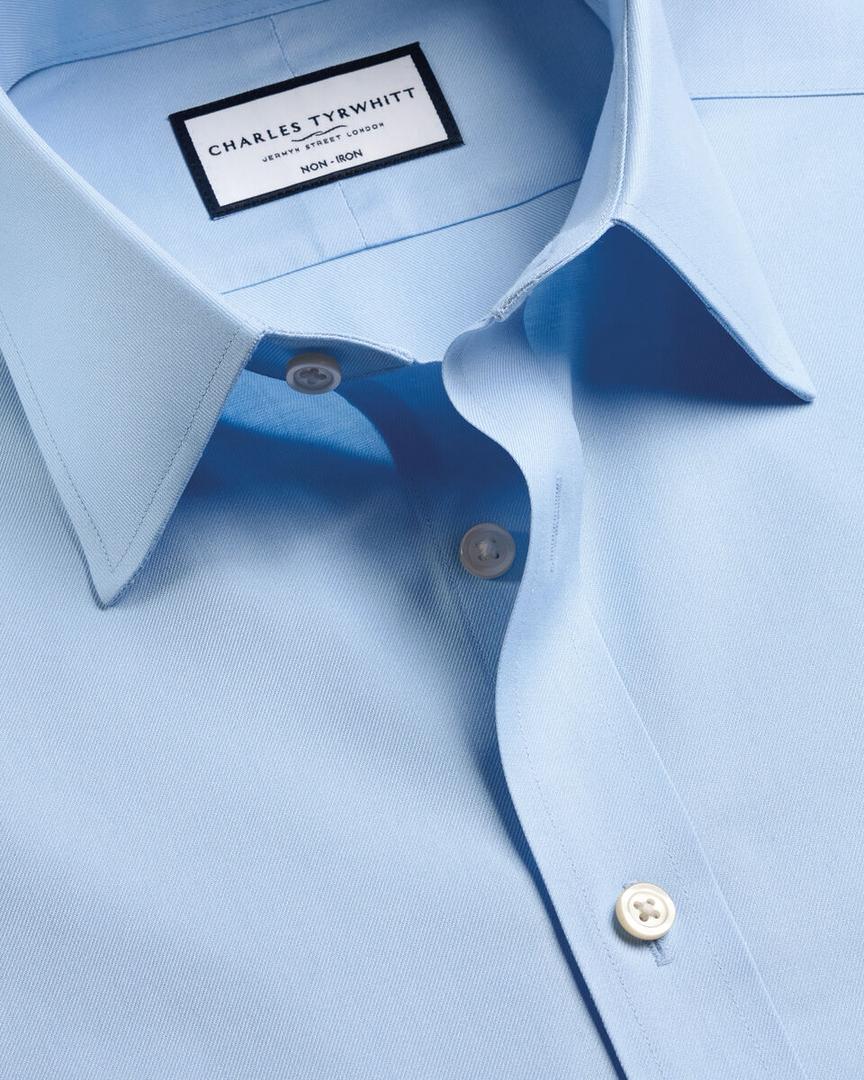 Point Collar Non-Iron Twill Extra Slim Fit Shirt - Sky Blue