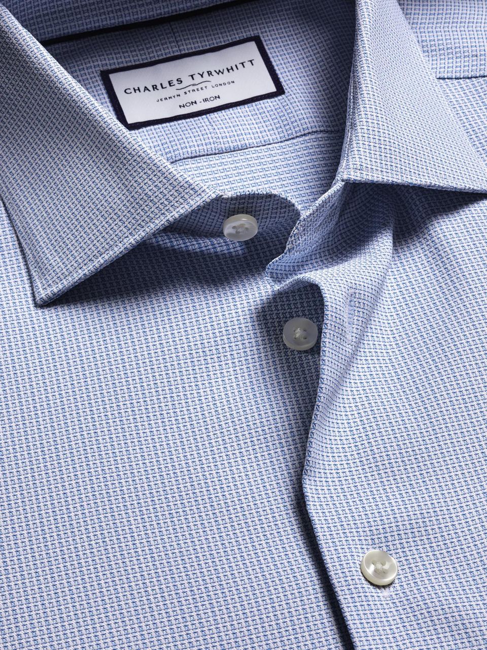 Non-Iron Performance Texture Slim Fit Shirt - Blue