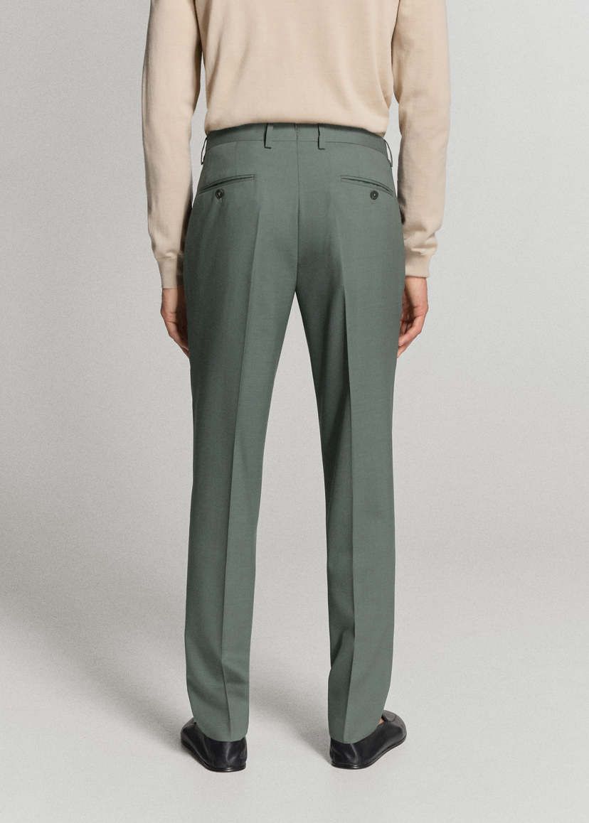 Regular Fit Textured Suit Trousers - Green