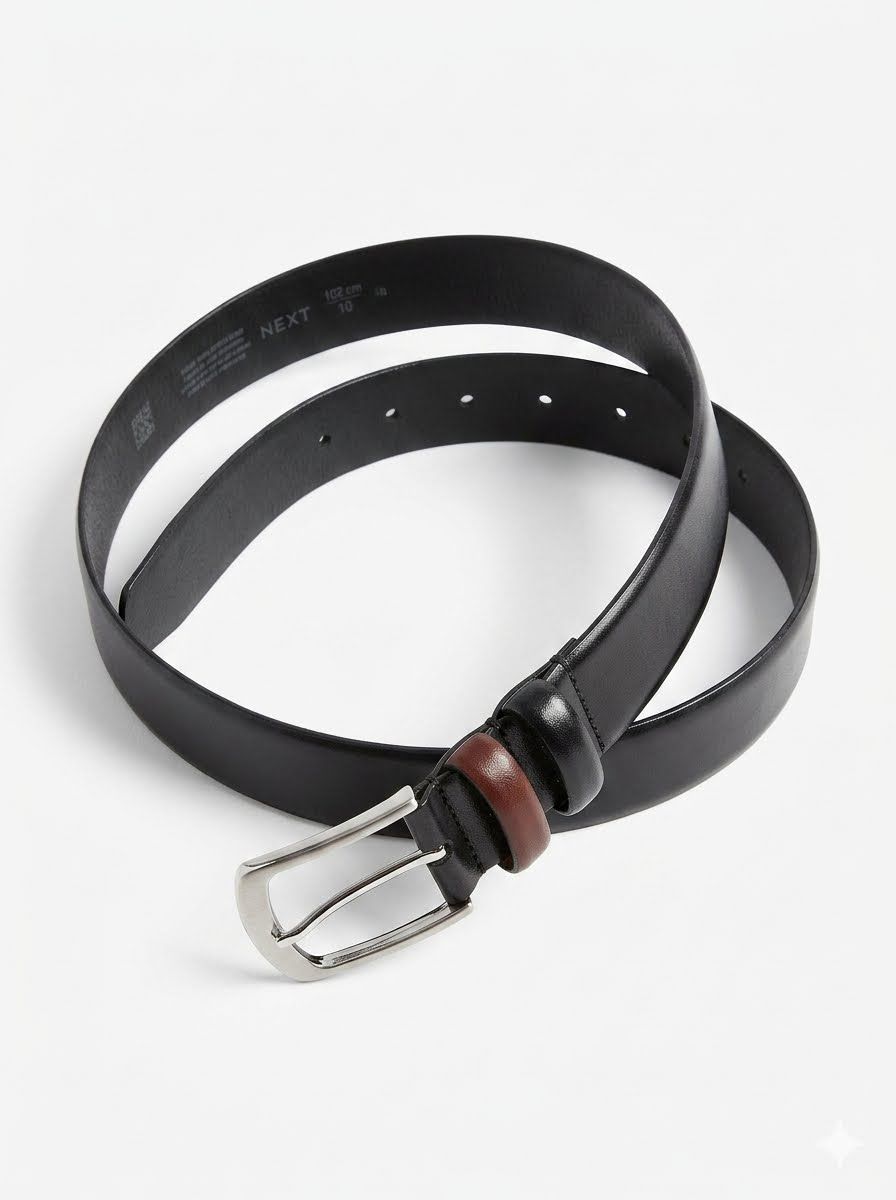 Formal/Casual Solid Double Loop Genuine Leather Belt - Black