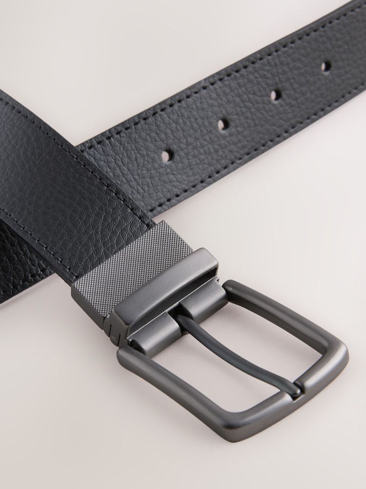 Reversible Grainy Leather Belt - Black/Brown